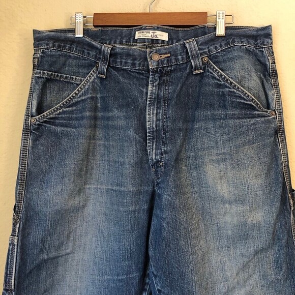 Levi Strauss Signature Carpenter Men's Pants W38 L34 100% Cotton Baggy 90s Style - Picture 2 of 12